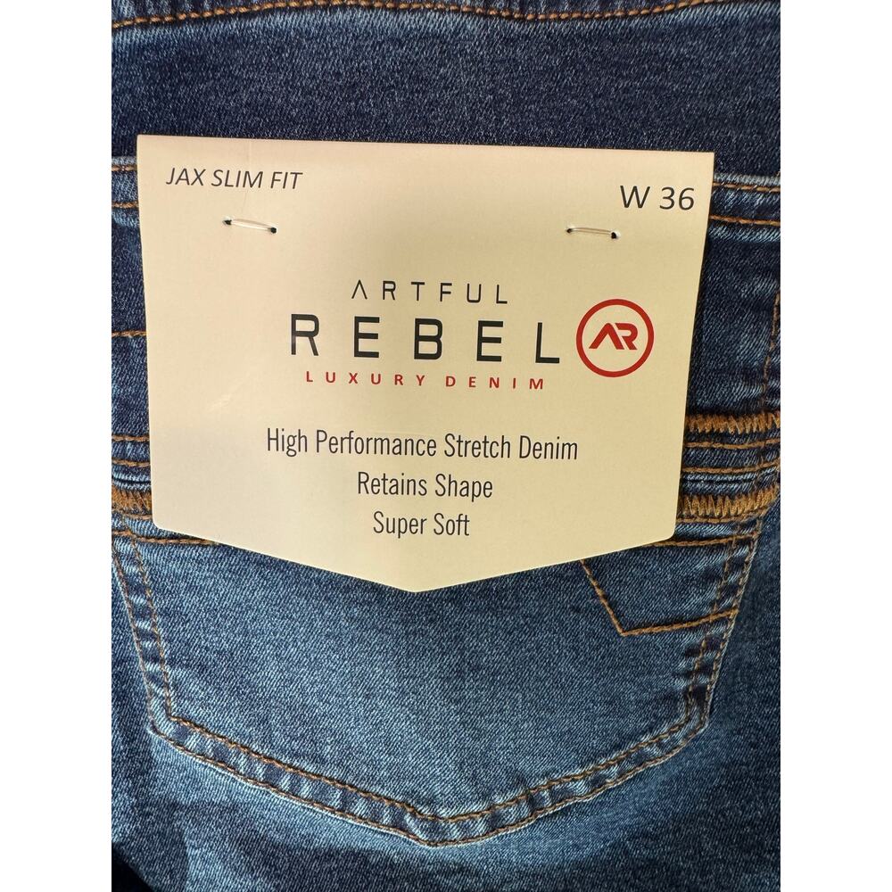 NWT Artful Rebel Jax Slim Fit Denim Shorts Men's 36W Blue Stretch Jorts New! - Picture 9 of 10